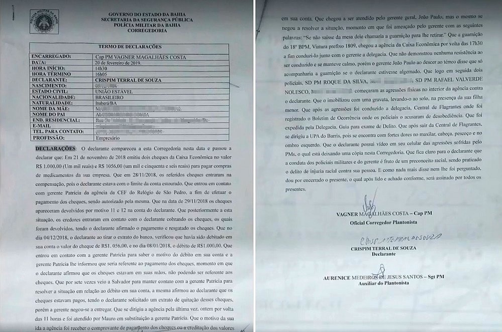 Registro na Corregedoria da PM (Foto: Reprodução)